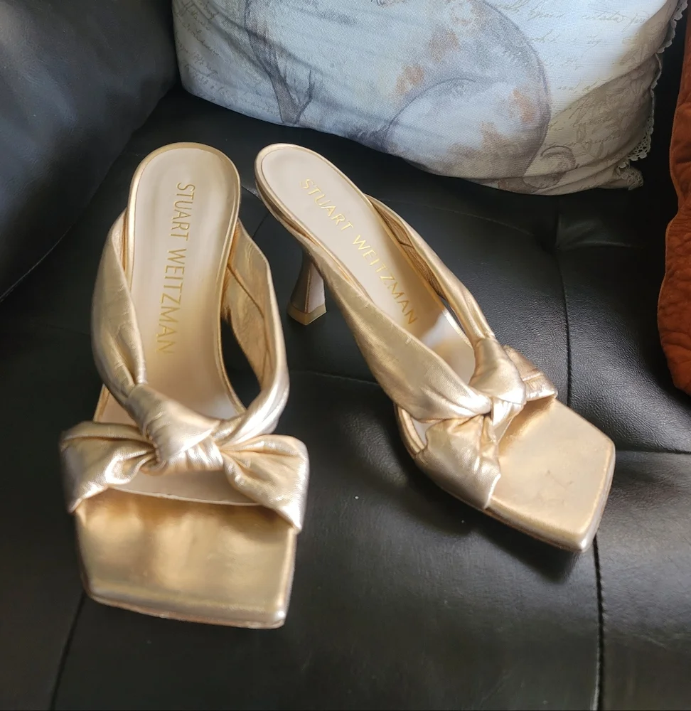 Stuart Weitzman Metallic Slides - Picture 1 of 10